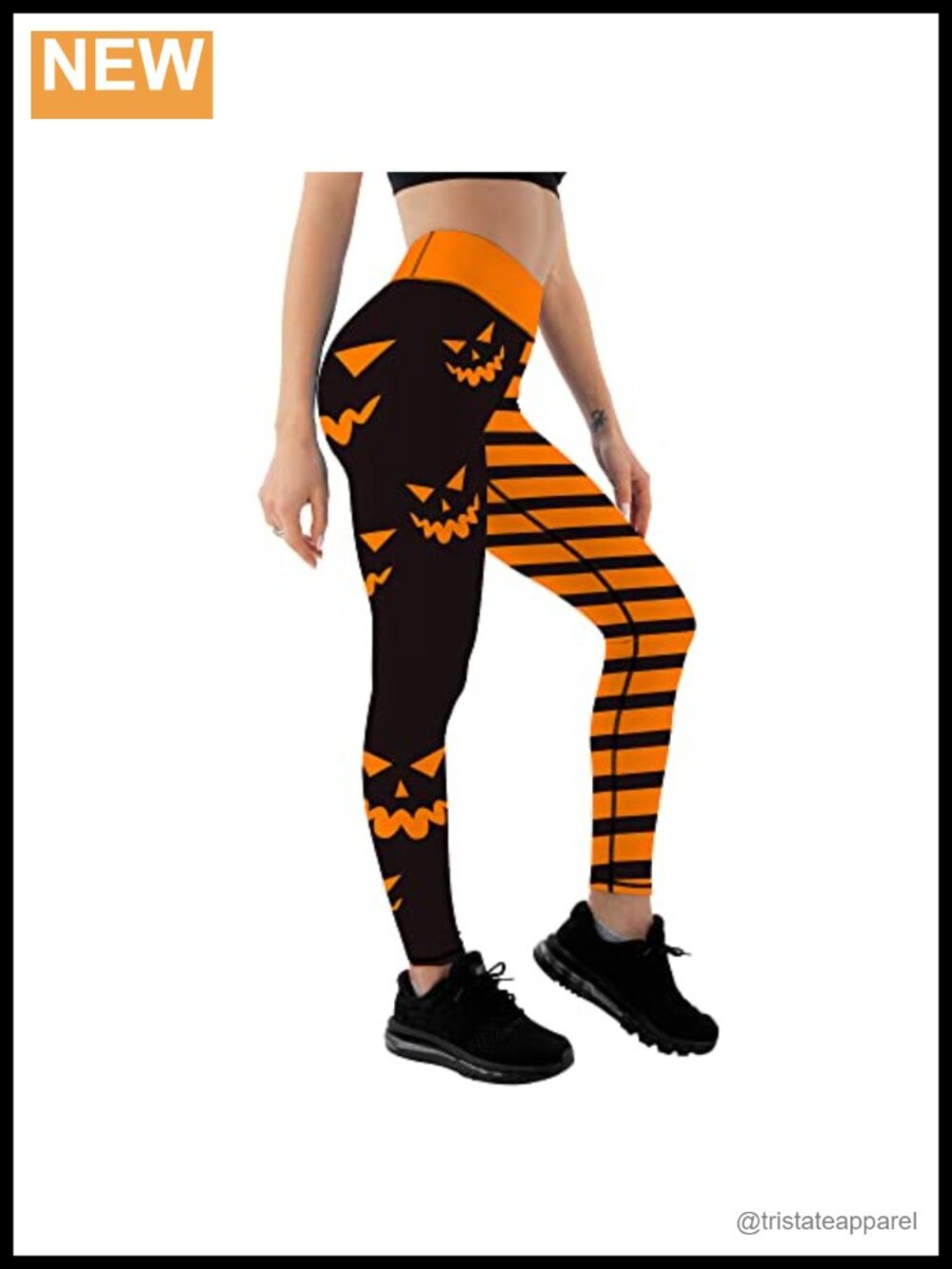 Slim High Waist Striped Halloween Leggings Yoga Workout